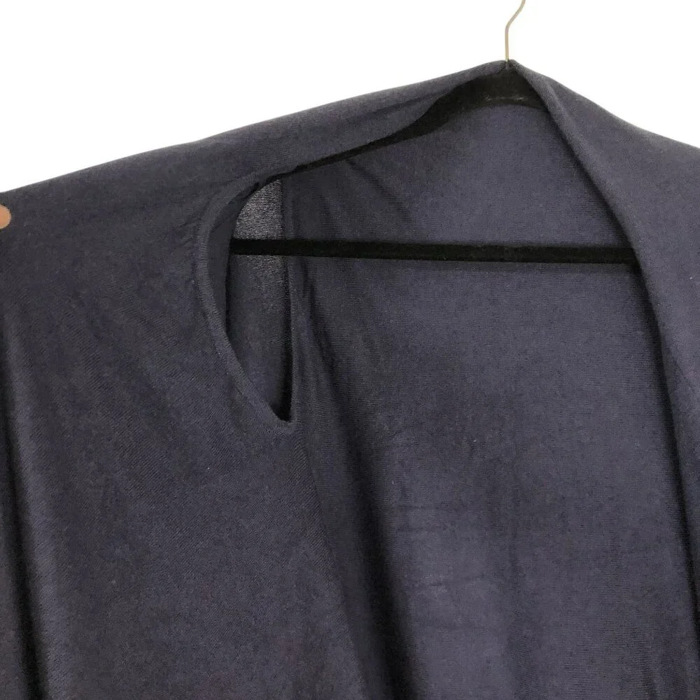 Love Stitch Fringe Knit Shawl Wrap With Open Front One Size Wommens
